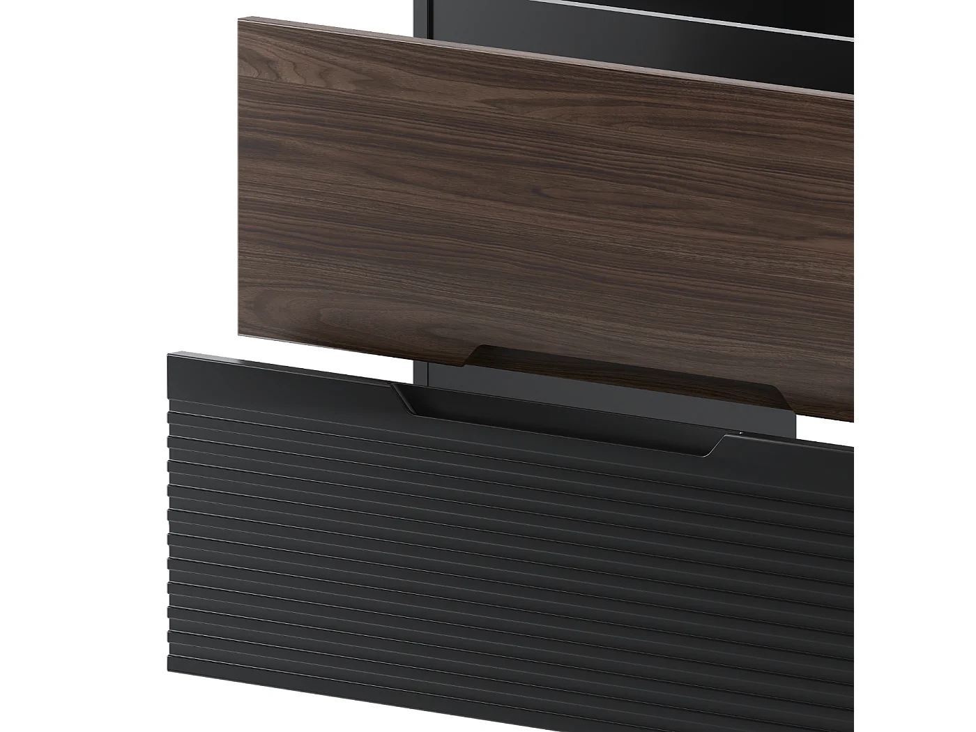 Ensemble de salle de bain 140 cm Armoire avec plateau Étagère Noir mat / Noyer Avella