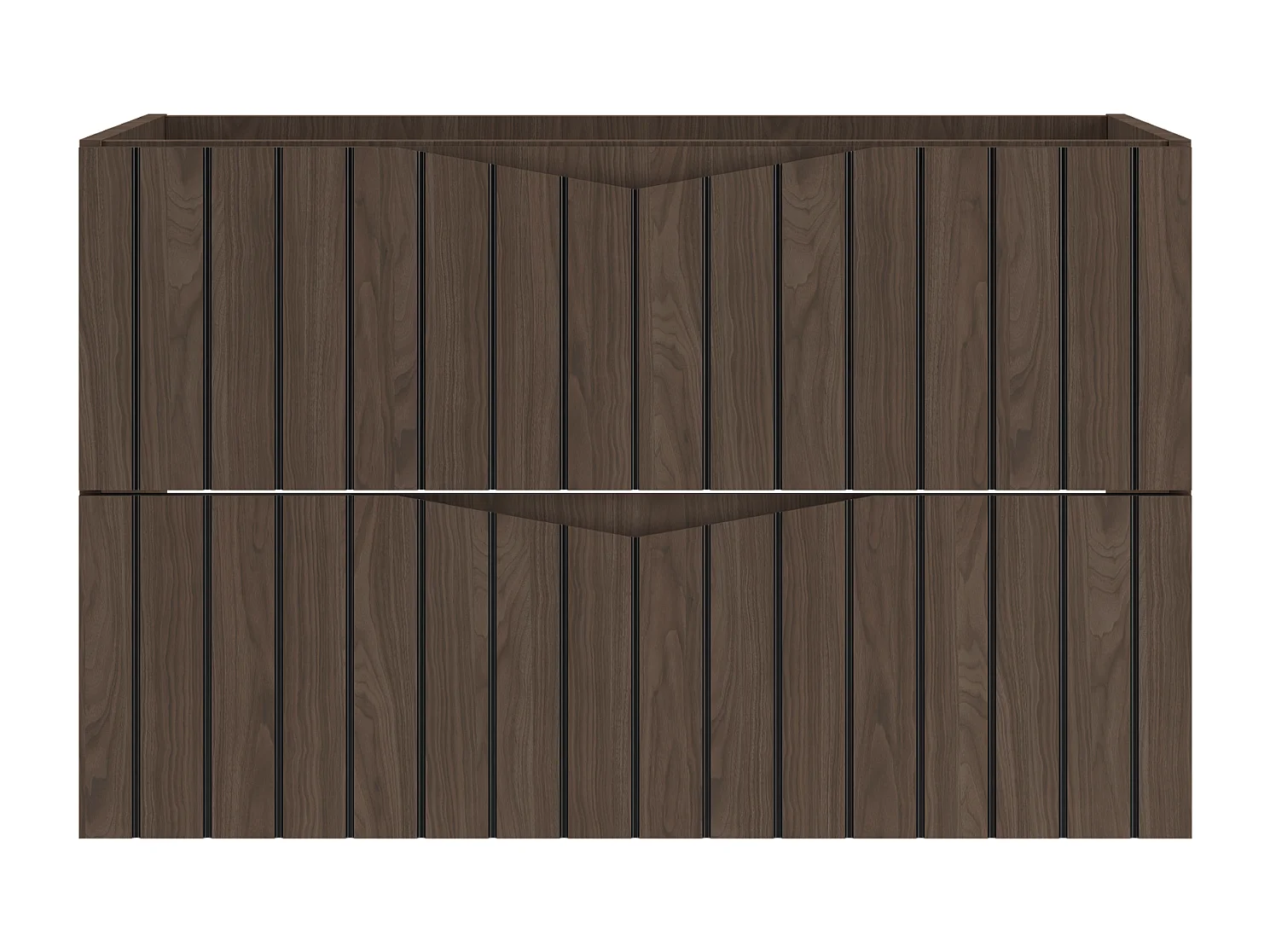 Ensemble de salle de bain 80 cm Armoire avec plateau Façades rainurées Chêne Noyer Stella