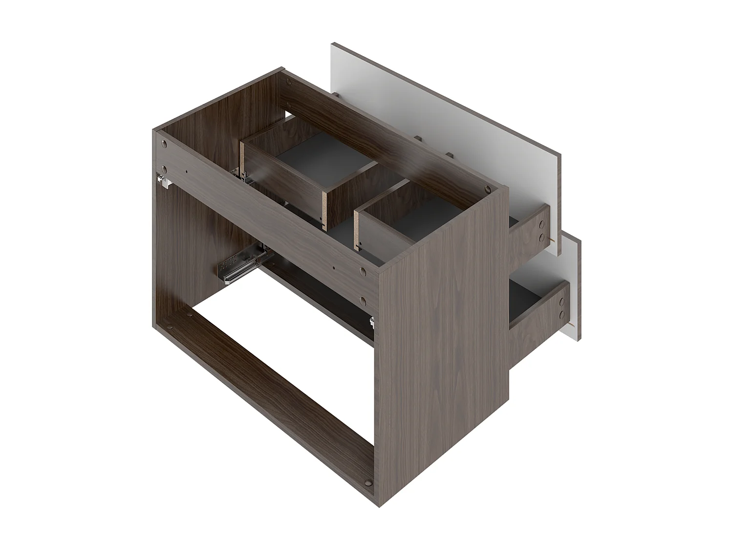 Ensemble de salle de bain 80 cm Armoire avec plateau Façades rainurées Chêne Noyer Stella