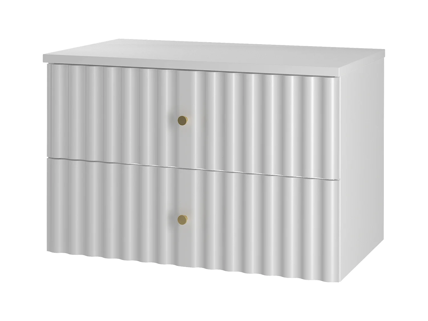 Ensemble de salle de bain blanc 80 cm Armoire avec plateau Façades rainurées Aqua