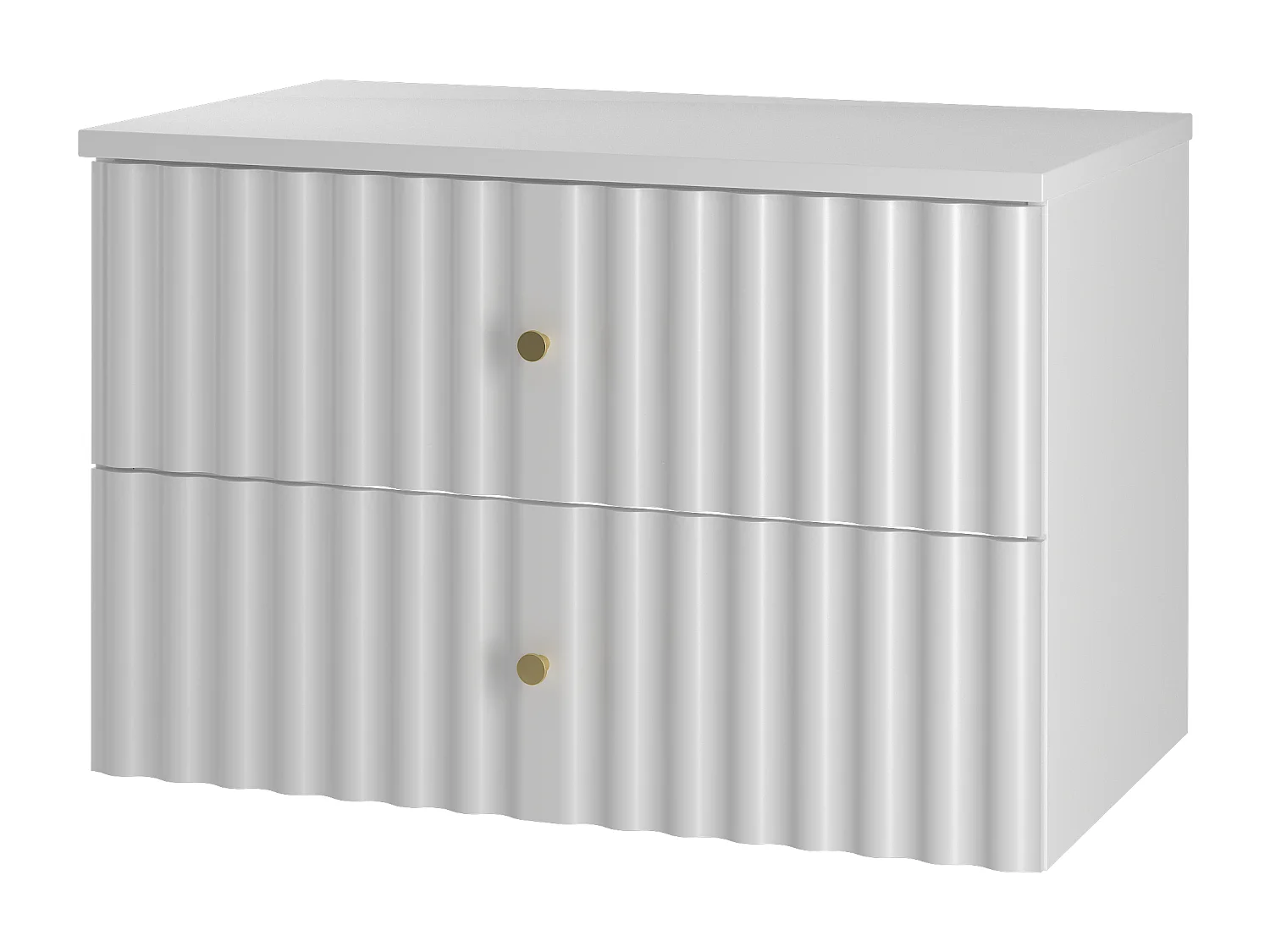 Ensemble de salle de bain blanc 80 cm Armoire avec plateau Façades rainurées Aqua