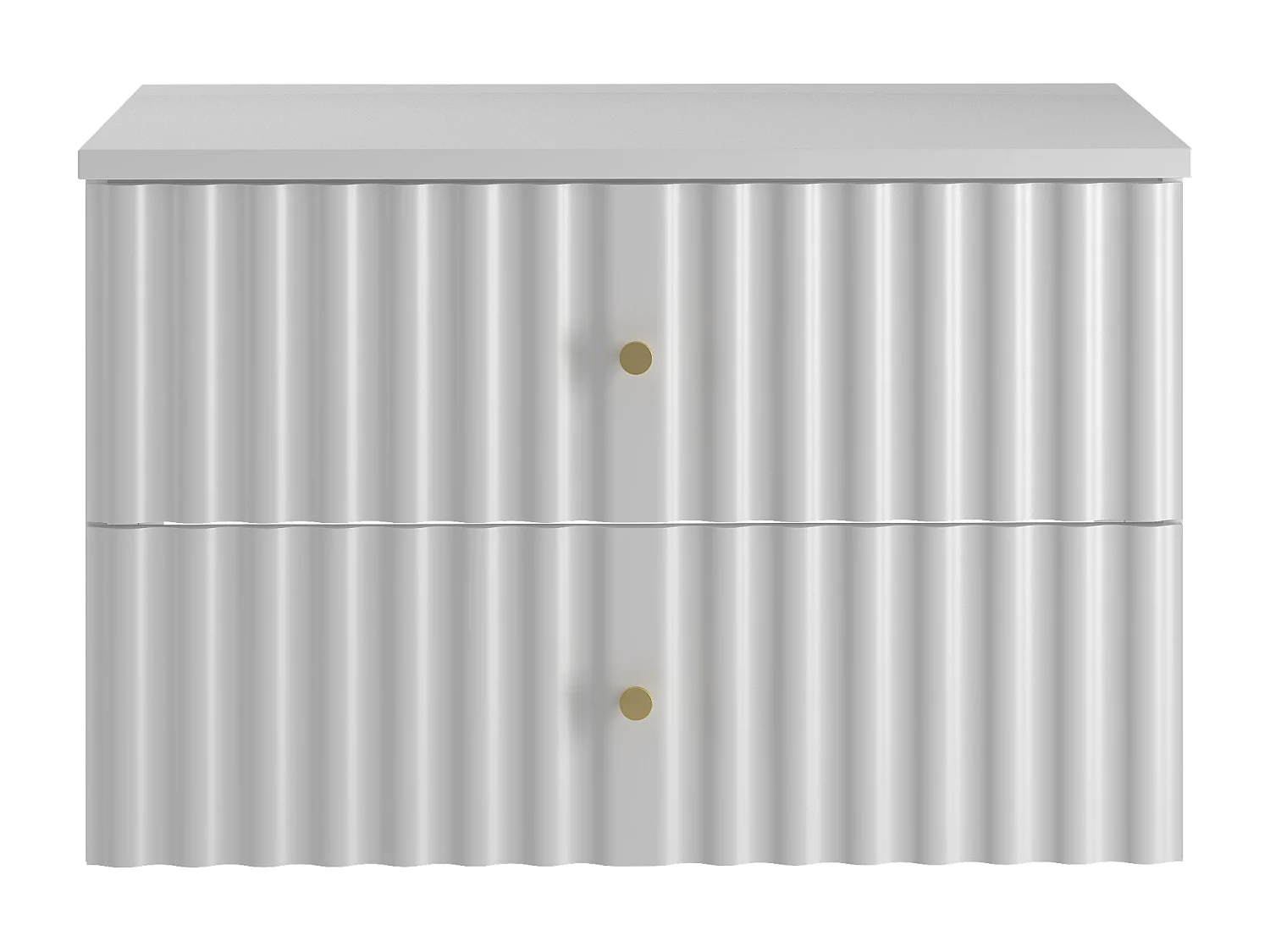 Weiß Badezimmer Set 80cm Schrank mit Arbeitsplatte geriffelte Fronten Aqua