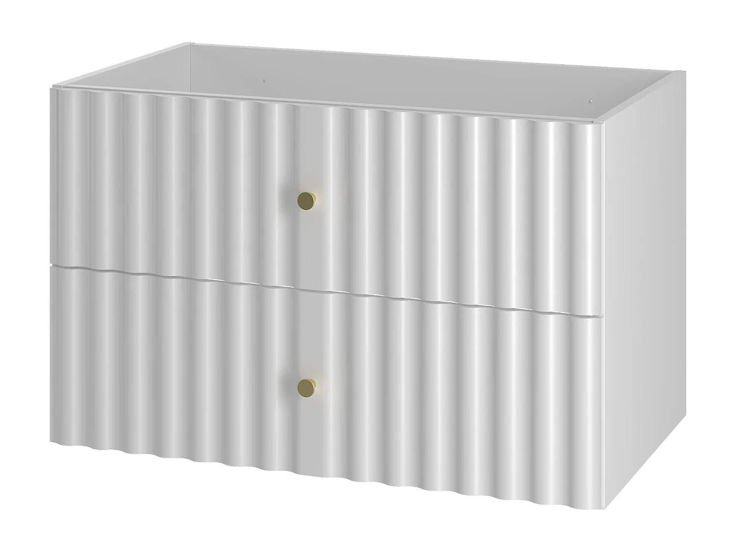 Weiß Badezimmer Set 80cm Schrank mit Arbeitsplatte geriffelte Fronten Aqua