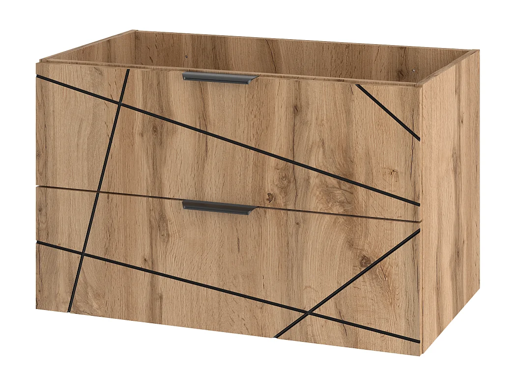 Armoire de salle de bain sous lavabo 80 cm 2 tiroirs Chêne Wotan Wood