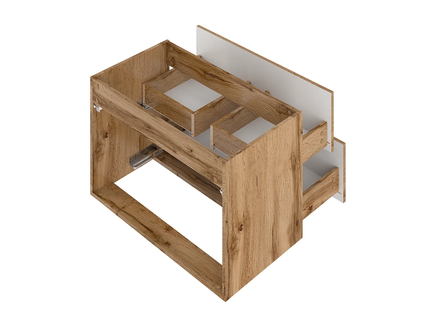 Armoire de salle de bain sous lavabo 80 cm 2 tiroirs Chêne Wotan Wood