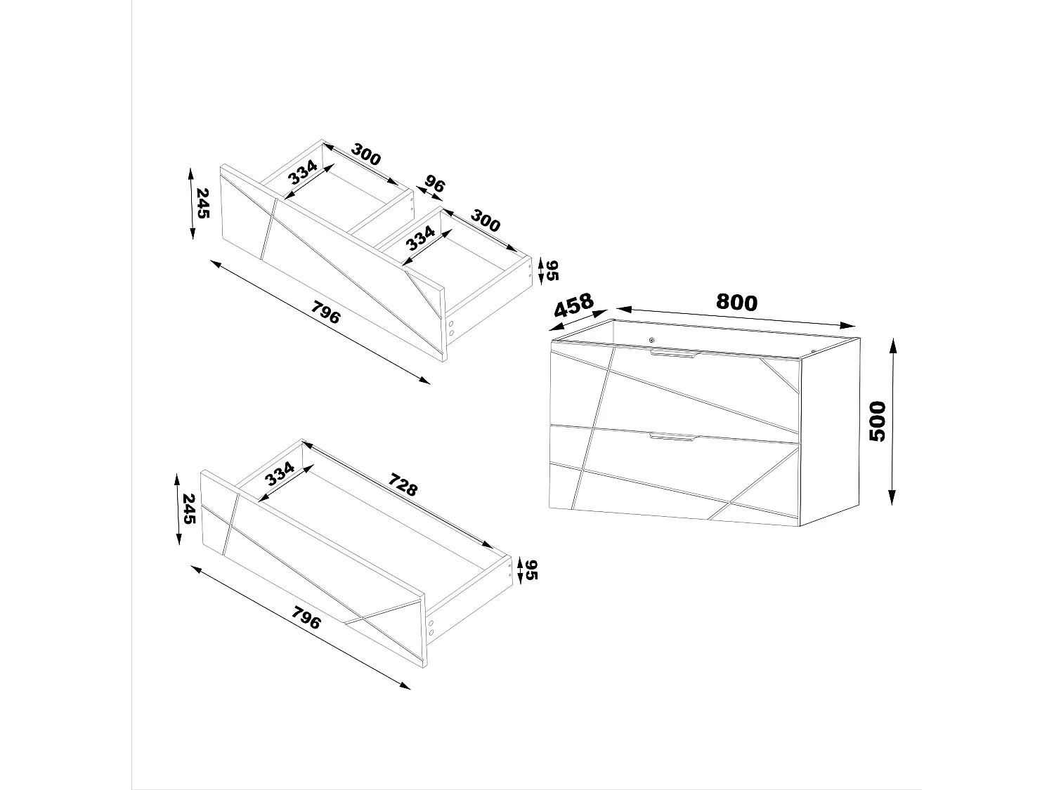 Armoire de salle de bain sous lavabo 80 cm 2 tiroirs Chêne Wotan Wood