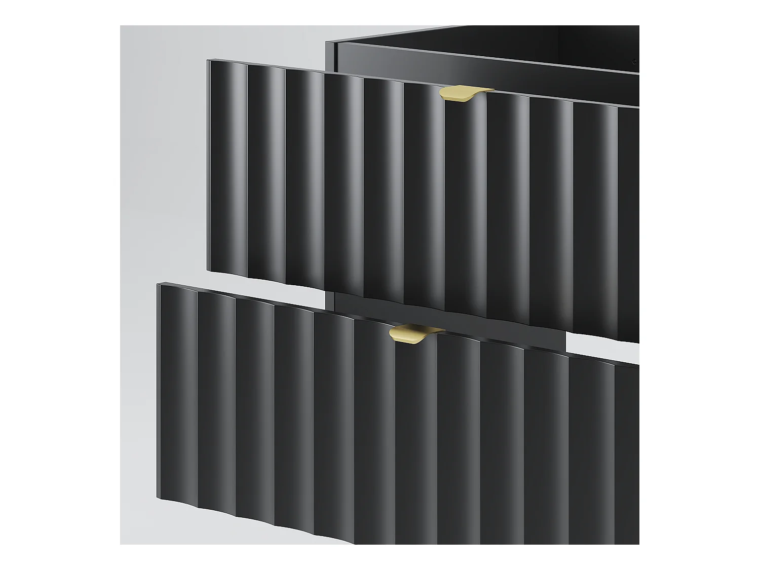 Ensemble de salle de bain noir 140 cm Armoire avec plateau Étagère Façades rainurées Arcos