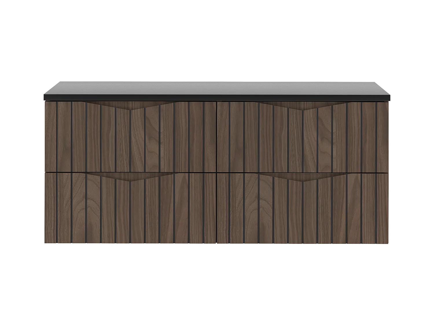 Ensemble de salle de bain 120 cm Armoire avec plateau Façades rainurées Chêne Noyer Stella