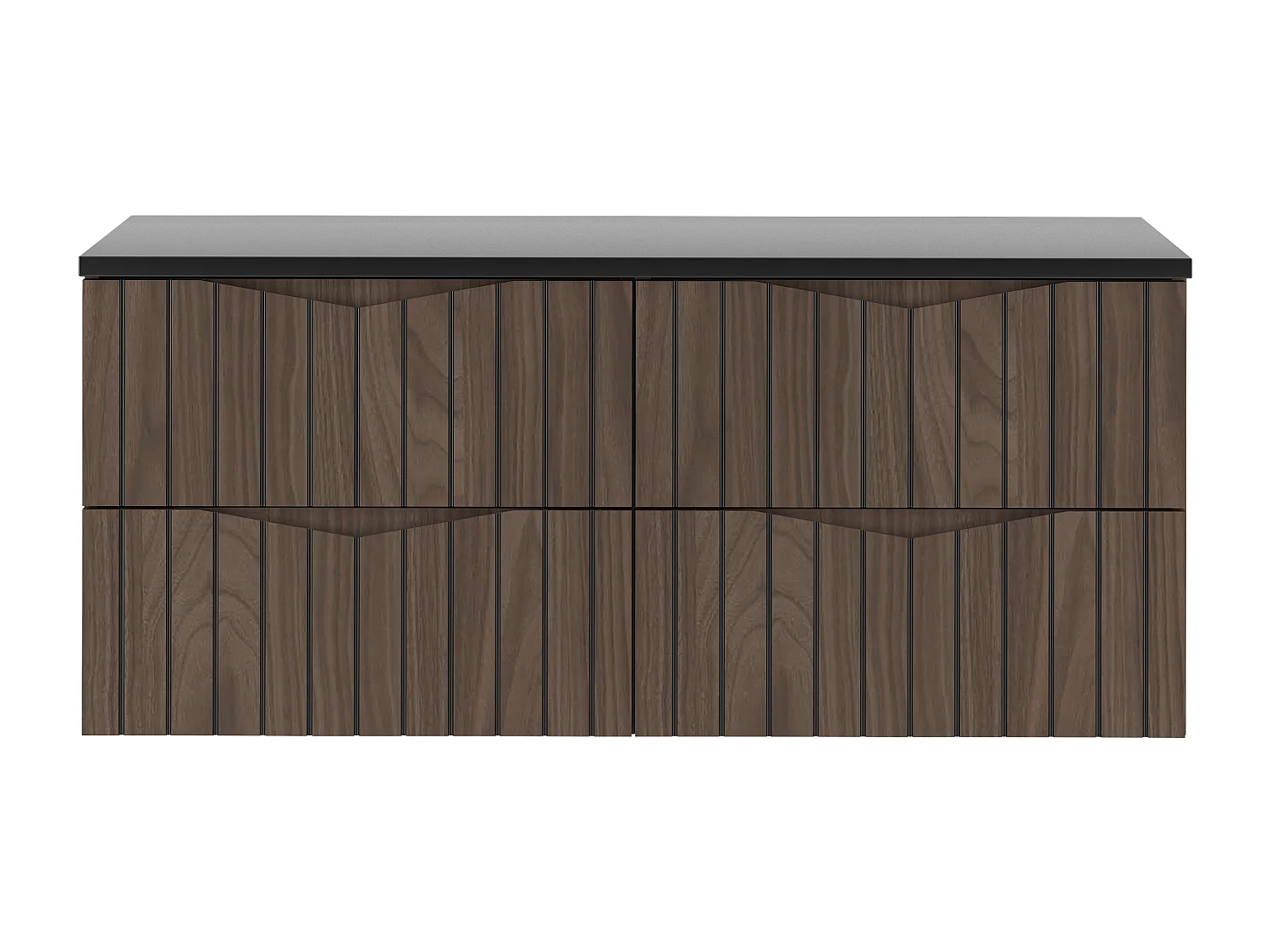 Ensemble de salle de bain 120 cm Armoire avec plateau Façades rainurées Chêne Noyer Stella