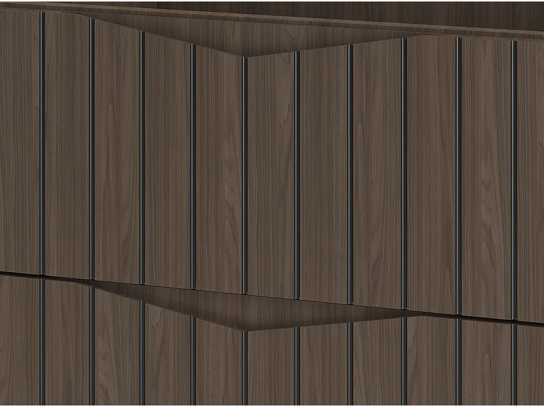 Ensemble de salle de bain 120 cm Armoire avec plateau Façades rainurées Chêne Noyer Stella