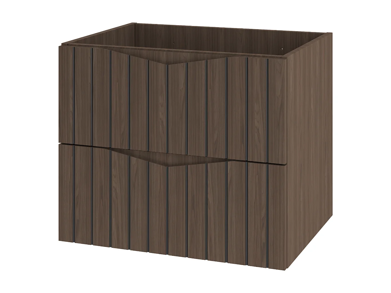 Ensemble de salle de bain 120 cm Armoire avec plateau Façades rainurées Chêne Noyer Stella