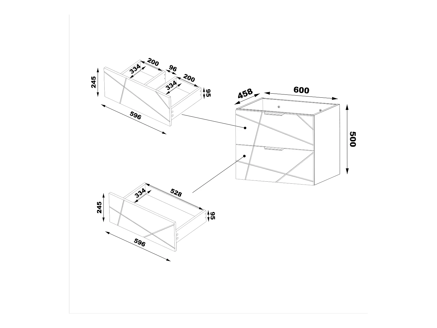 Ensemble de salle de bain 60 cm Armoire avec plateau Chêne Wotan Wood