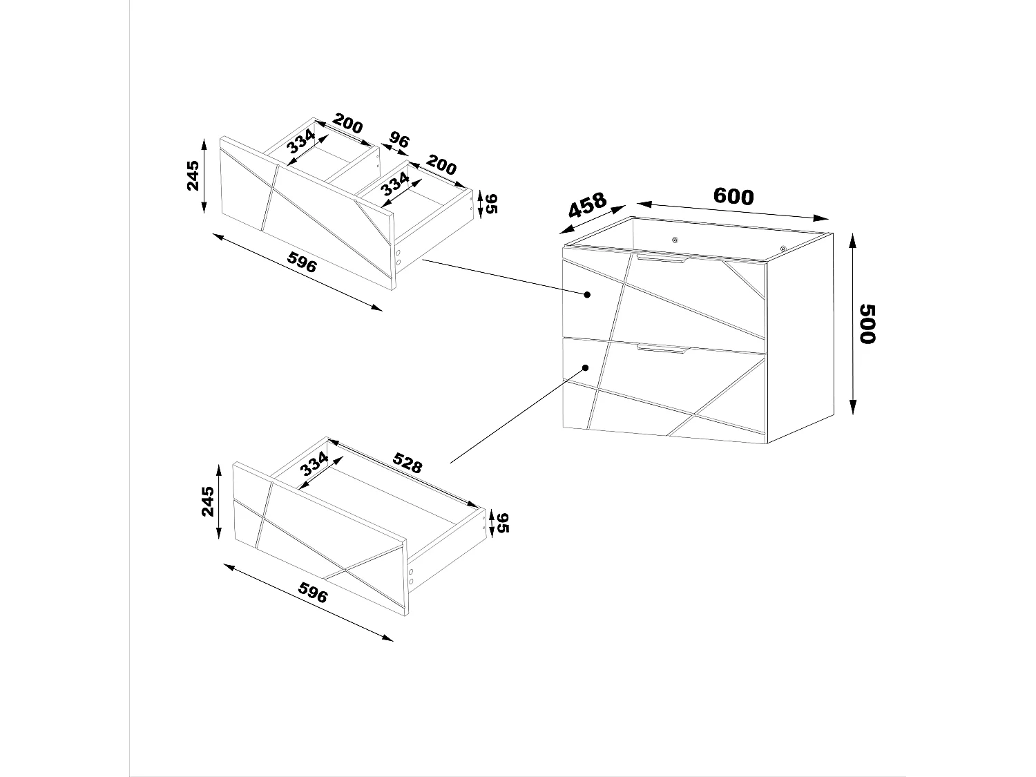 Ensemble de salle de bain 60 cm Armoire avec plateau Chêne Wotan Wood