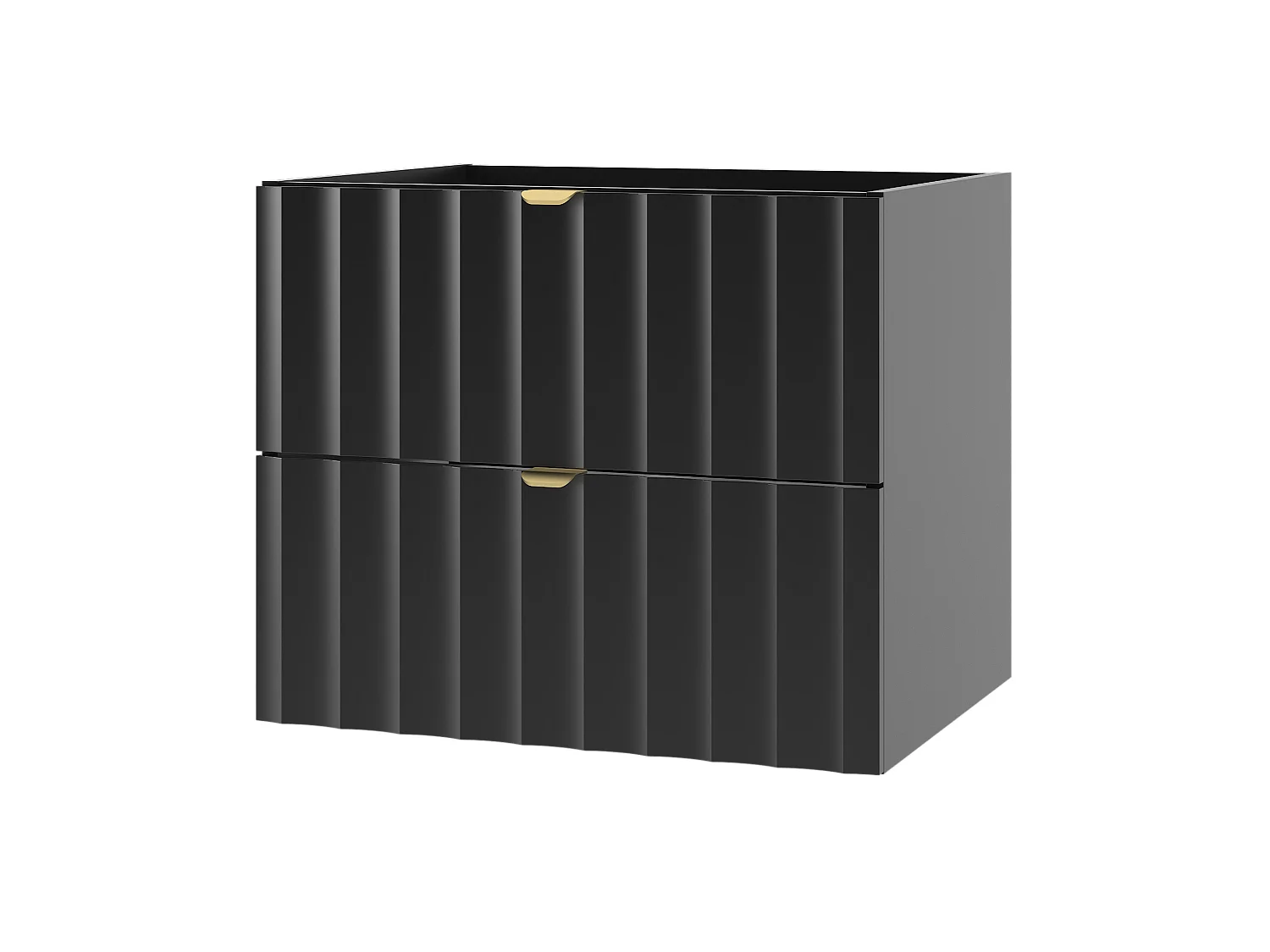 Zwarte badkamerkast voor wastafel 60 cm, geribbelde fronten Arcos