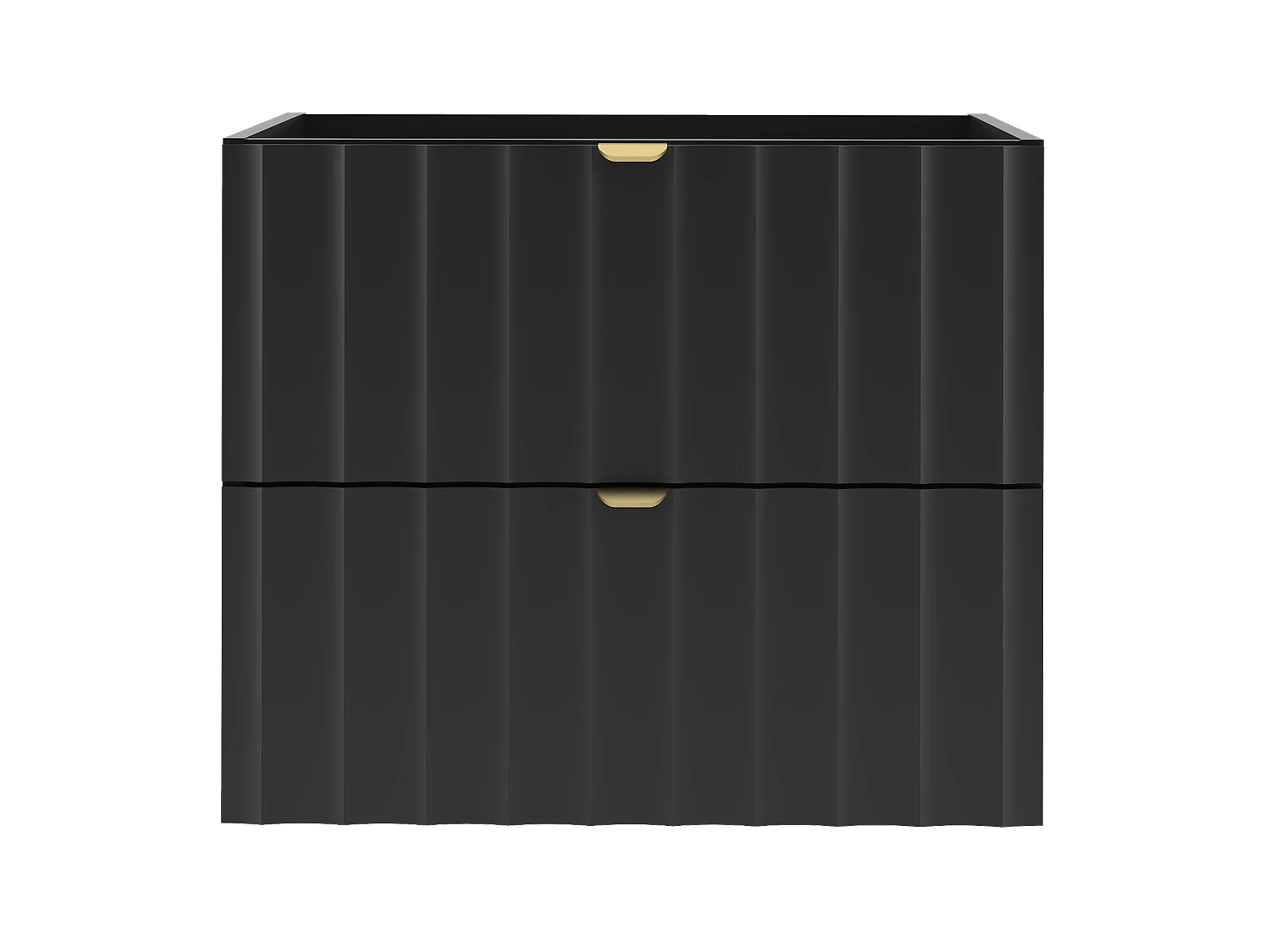 Zwarte badkamerkast voor wastafel 60 cm, geribbelde fronten Arcos