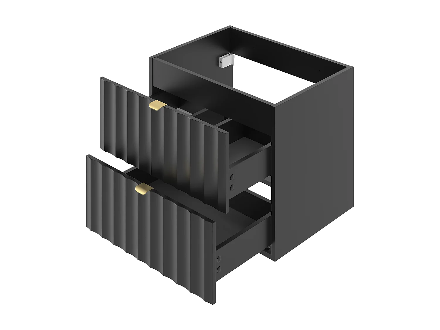 Armoire de salle de bain noire sous lavabo 60 cm Façades rainurées Arcos