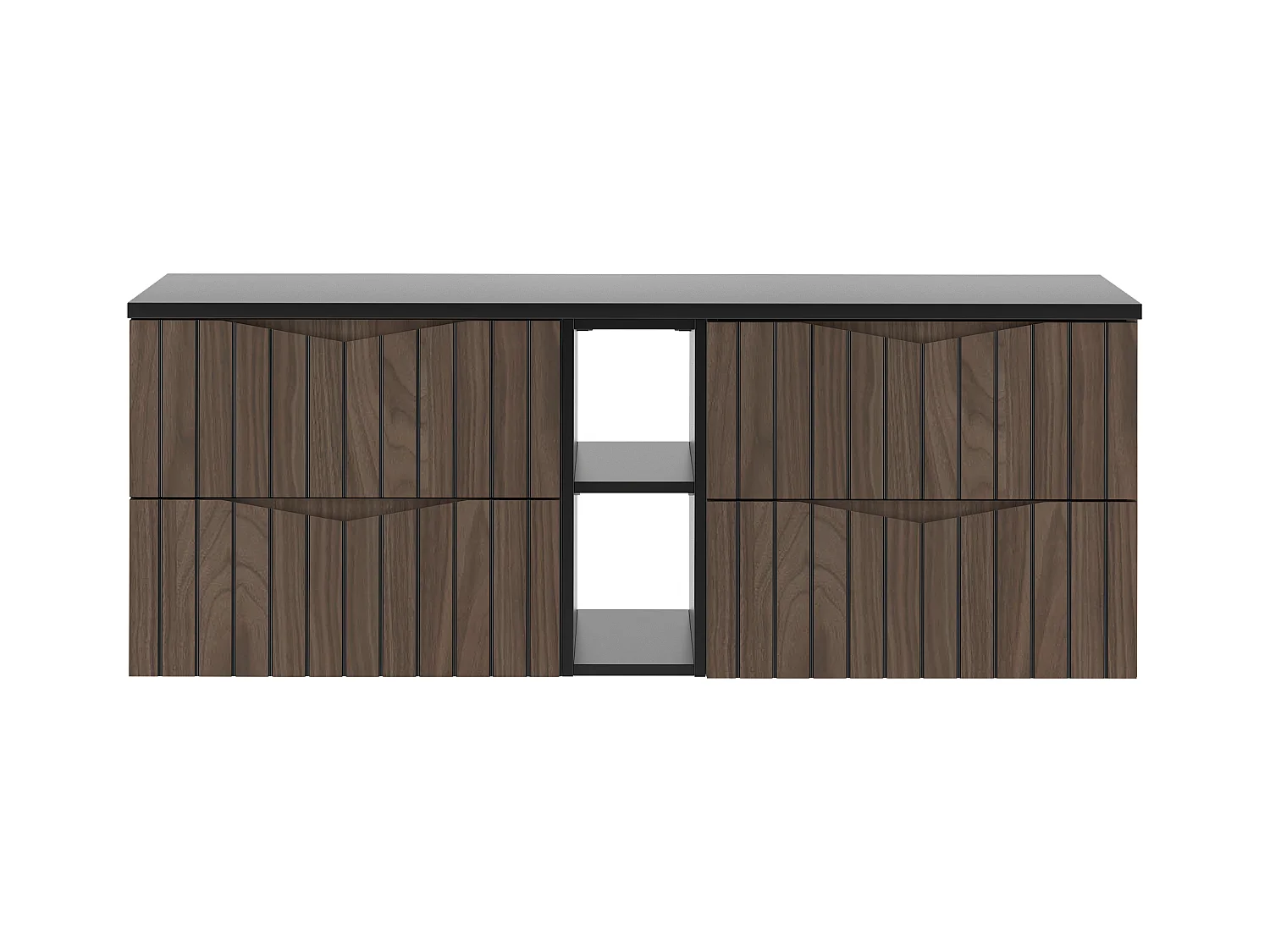 Ensemble de salle de bain 140 cm Armoire avec plateau Étagère Façades rainurées Chêne Noyer Stella