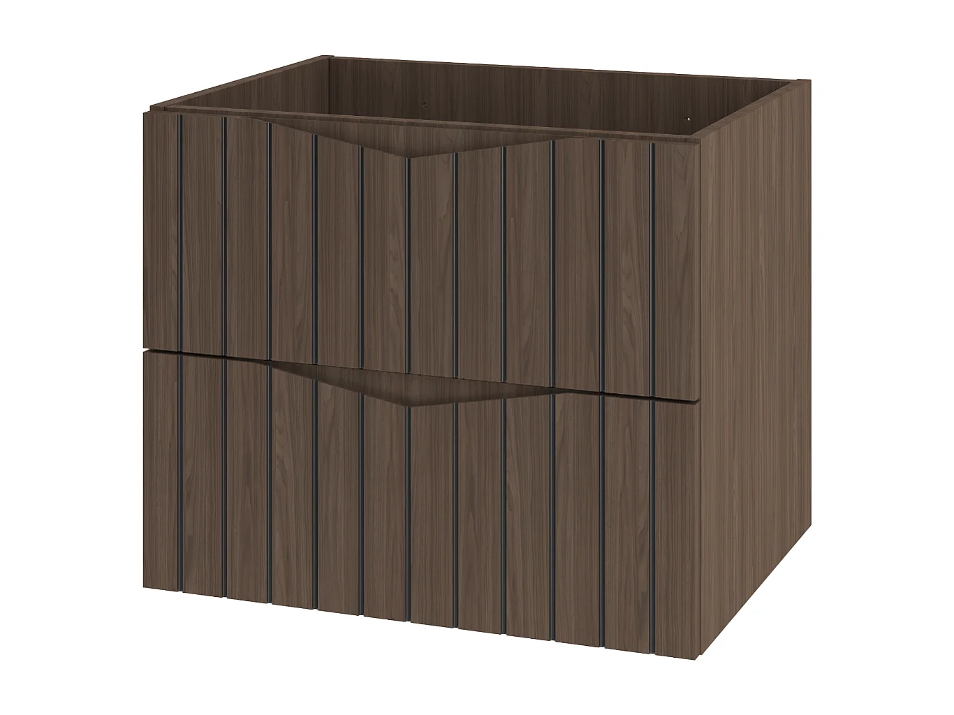 Ensemble de salle de bain 140 cm Armoire avec plateau Étagère Façades rainurées Chêne Noyer Stella