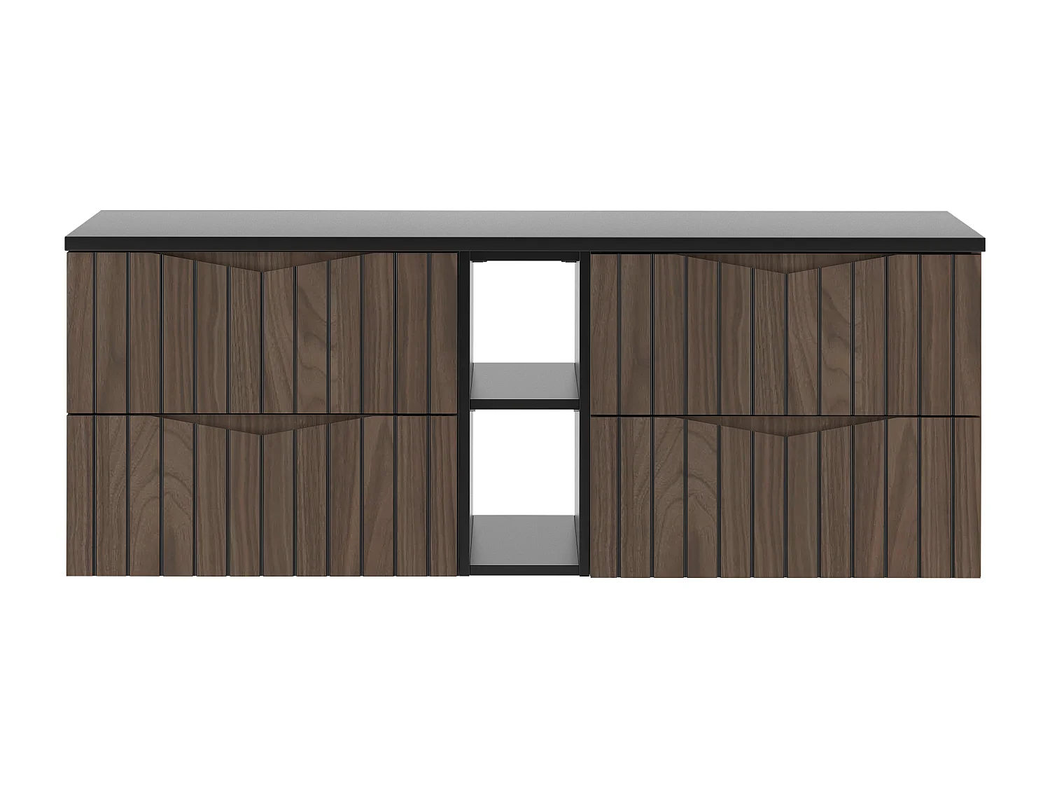 Ensemble de salle de bain 140 cm Armoire avec plateau Étagère Façades rainurées Chêne Noyer Stella