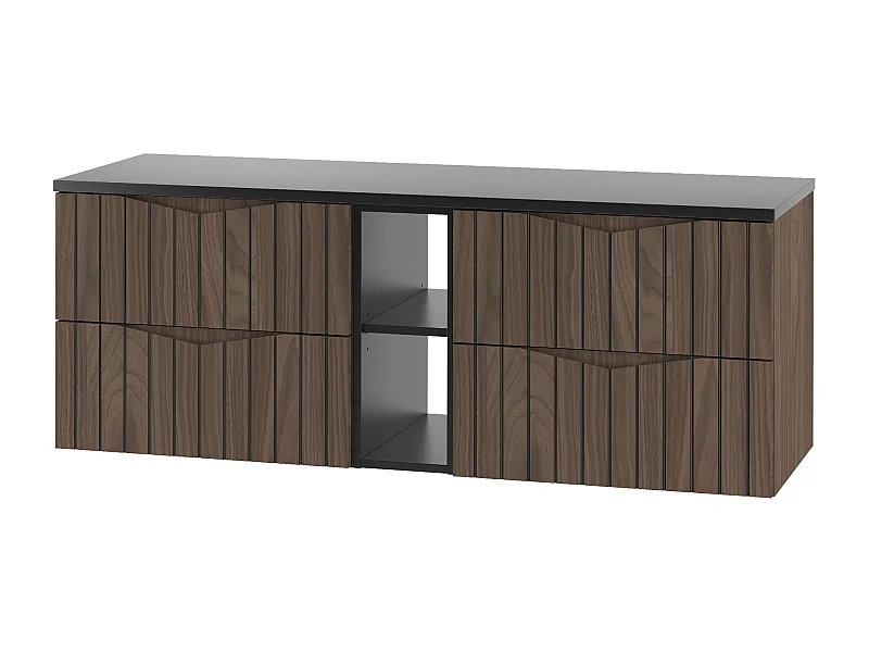 Badkamerset 140 cm Kast met blad Rek Groefdeuren Eiken Noten Stella