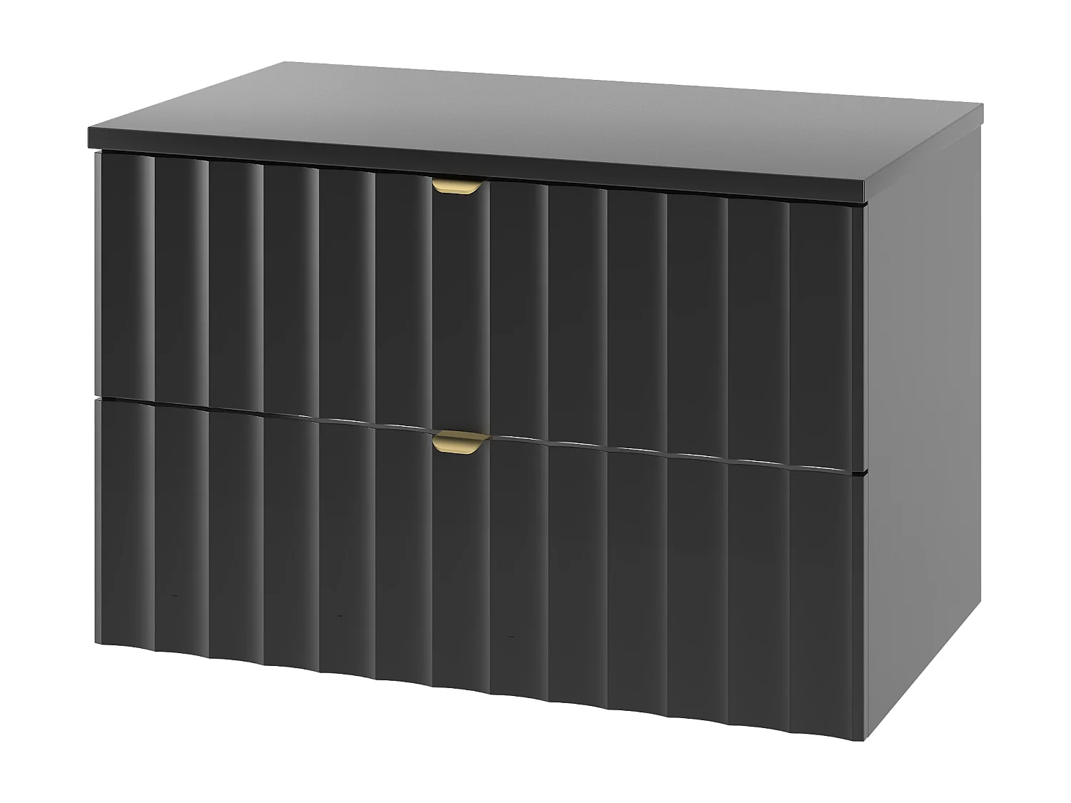 Ensemble de salle de bain noir 80 cm Armoire avec plateau Façades rainurées Arcos