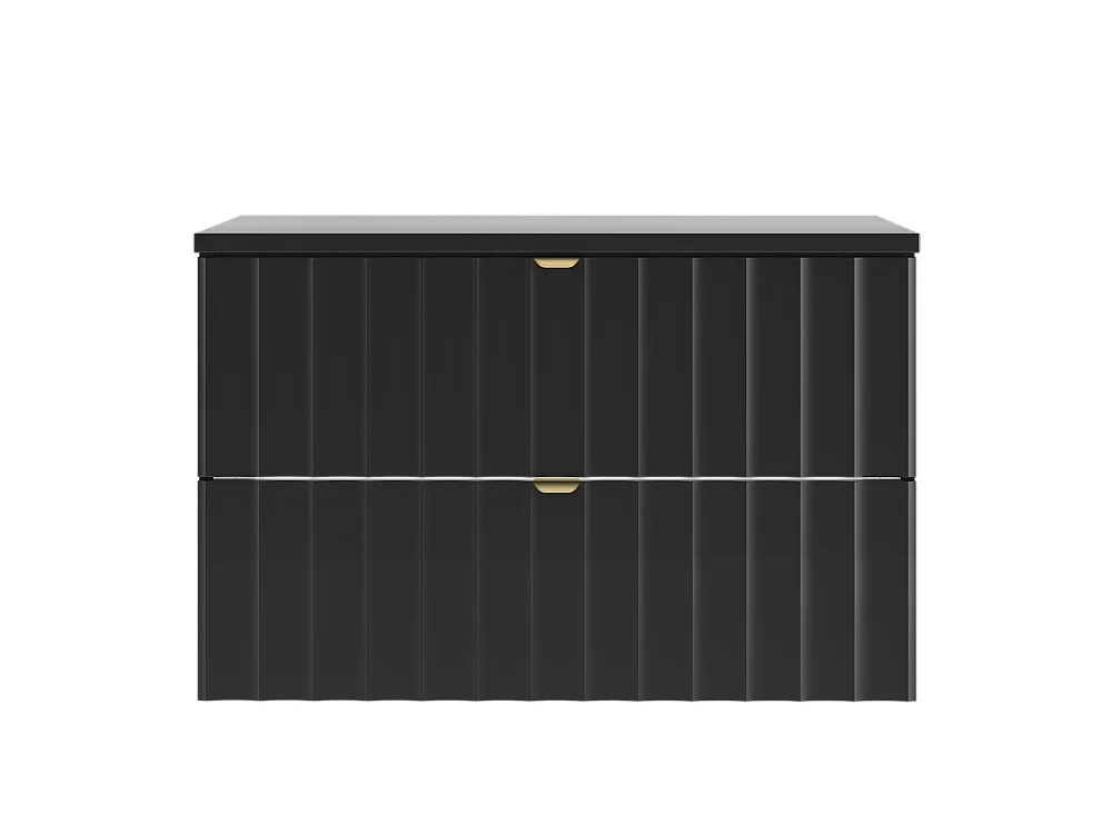 Ensemble de salle de bain noir 80 cm Armoire avec plateau Façades rainurées Arcos