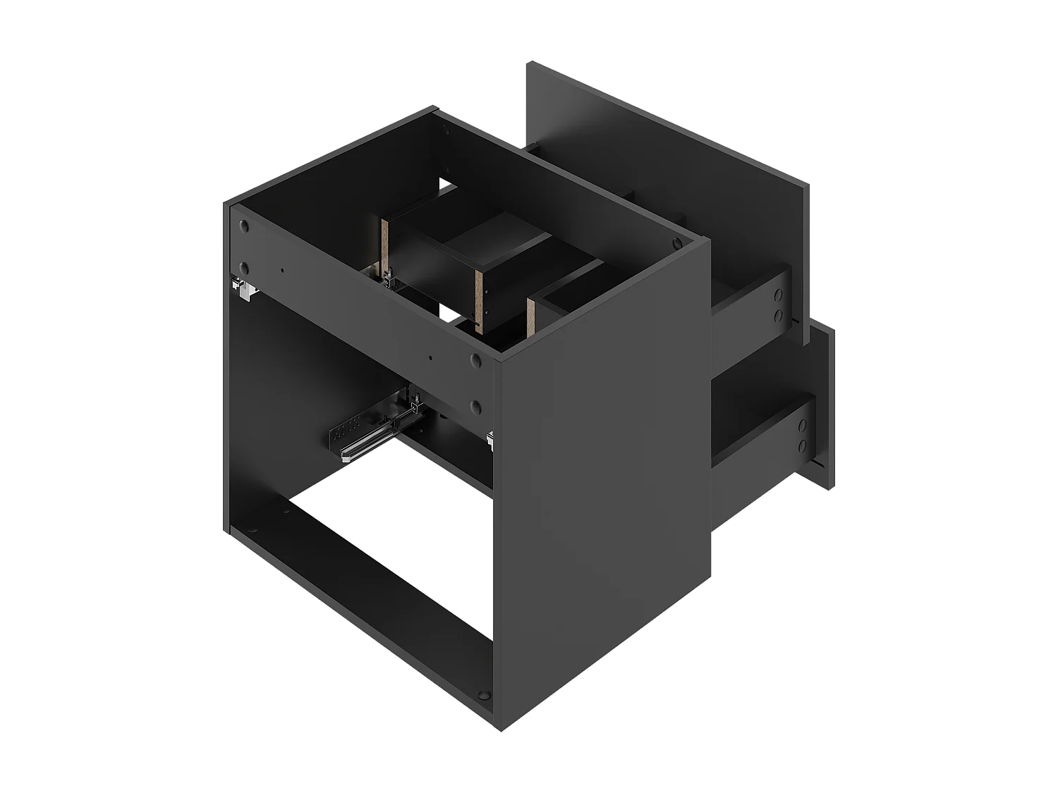 Ensemble de salle de bain noir 80 cm Armoire avec plateau Façades rainurées Arcos