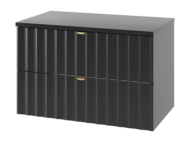 Ensemble de salle de bain noir 80 cm Armoire avec plateau Façades rainurées Arcos