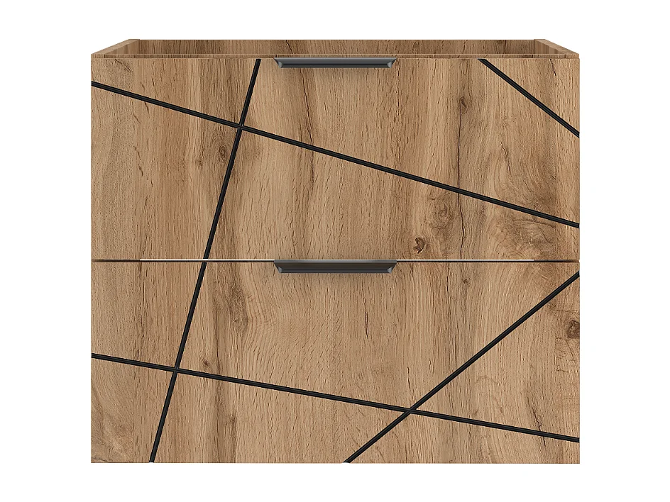 Badezimmerschrank unter Waschbecken 60 cm 2 Schubladen Eiche Wotan Wood
