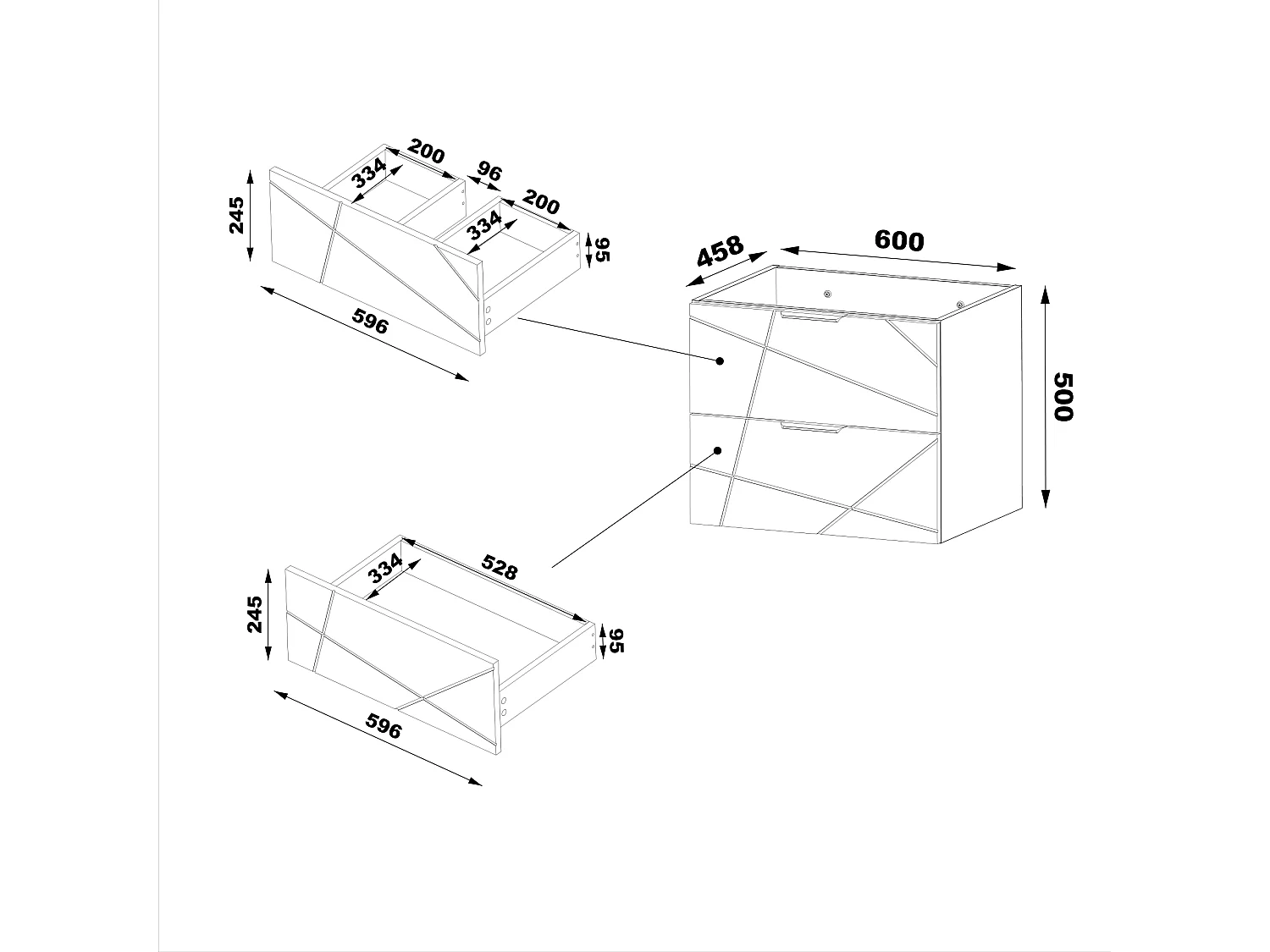 Armoire de salle de bain sous lavabo 60 cm 2 tiroirs Chêne Wotan Wood