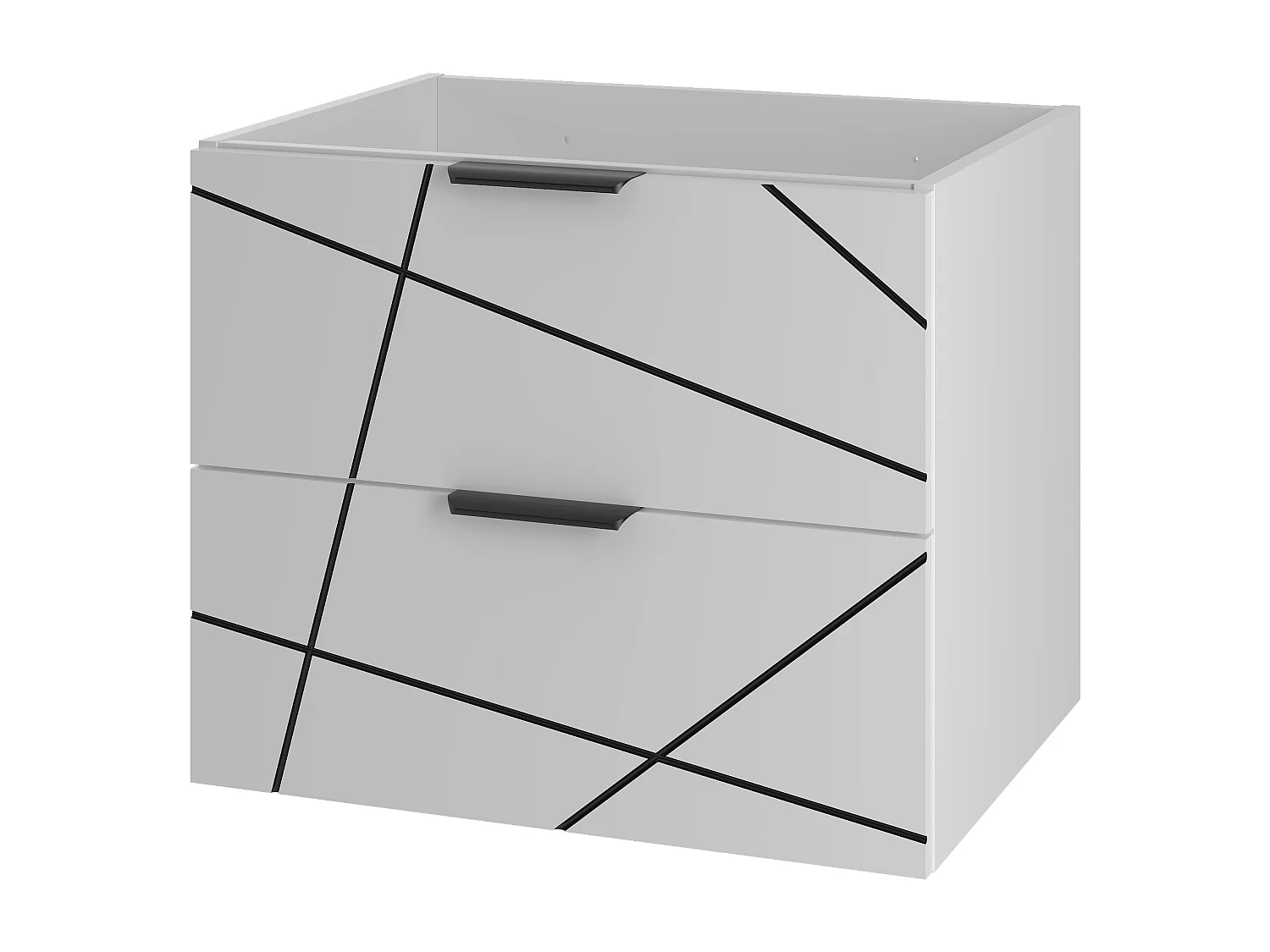 Badezimmerschrank unter Waschbecken 60 cm 2 Schubladen Weiß Matt Wood