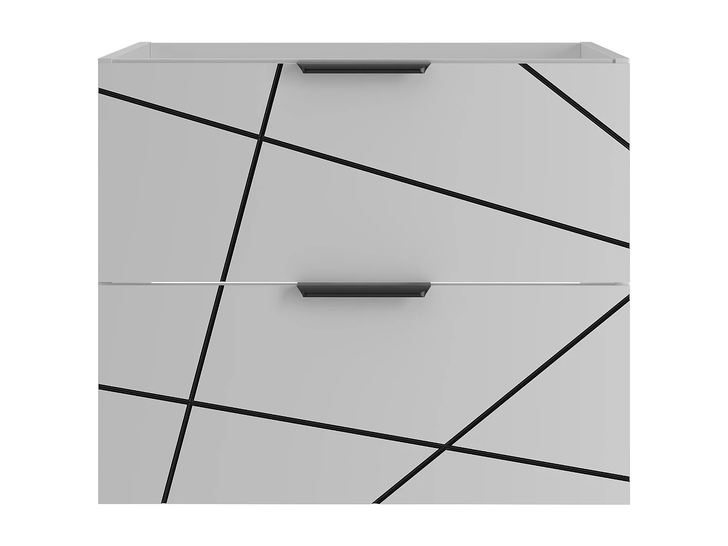 Badezimmerschrank unter Waschbecken 60 cm 2 Schubladen Weiß Matt Wood