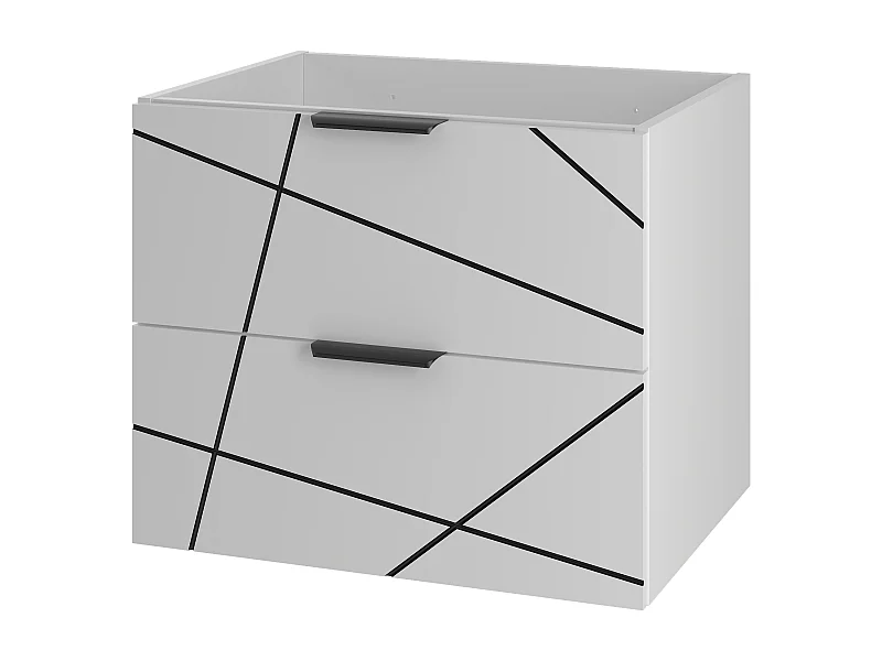 Badezimmerschrank unter Waschbecken 60 cm 2 Schubladen Weiß Matt Wood