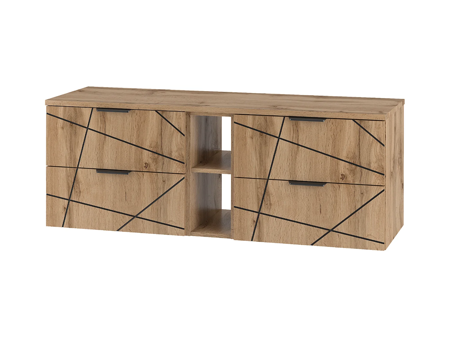 Ensemble de salle de bain 140 cm Armoire avec plateau Étagère Chêne Wotan Wood