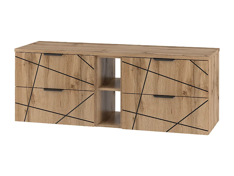 Ensemble de salle de bain 140 cm Armoire avec plateau Étagère Chêne Wotan Wood