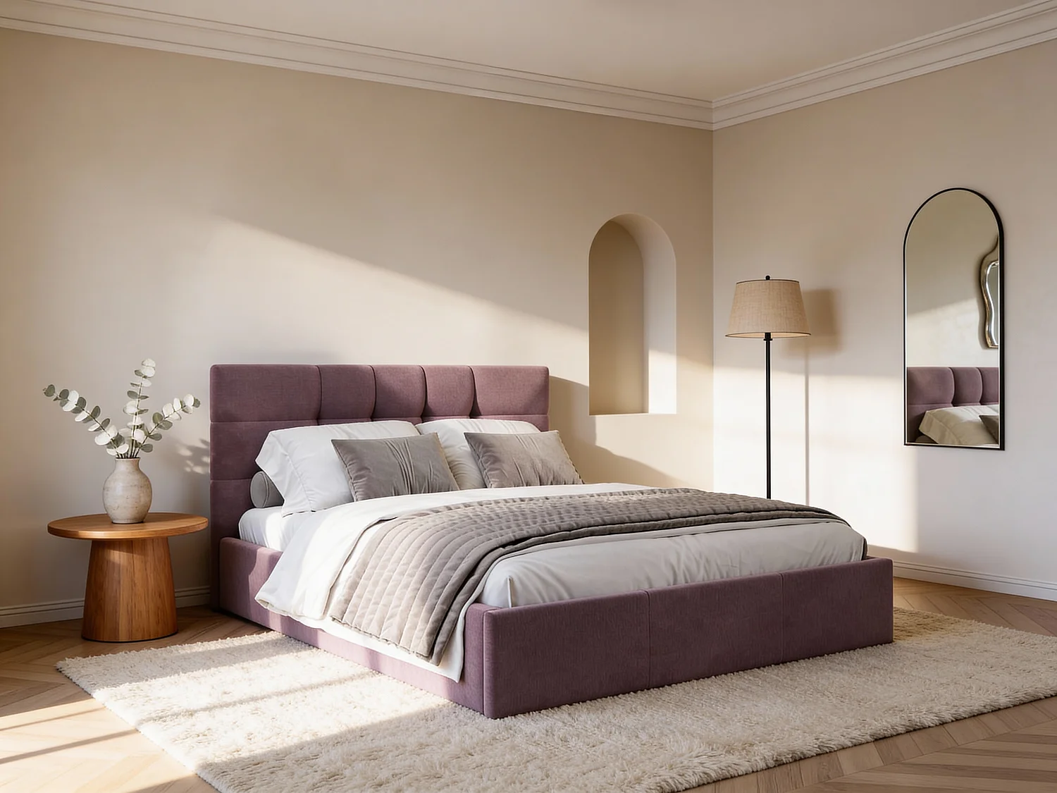 Lit coffre 180 x 200 cm - Tissu - Bordeaux - ELIAVA