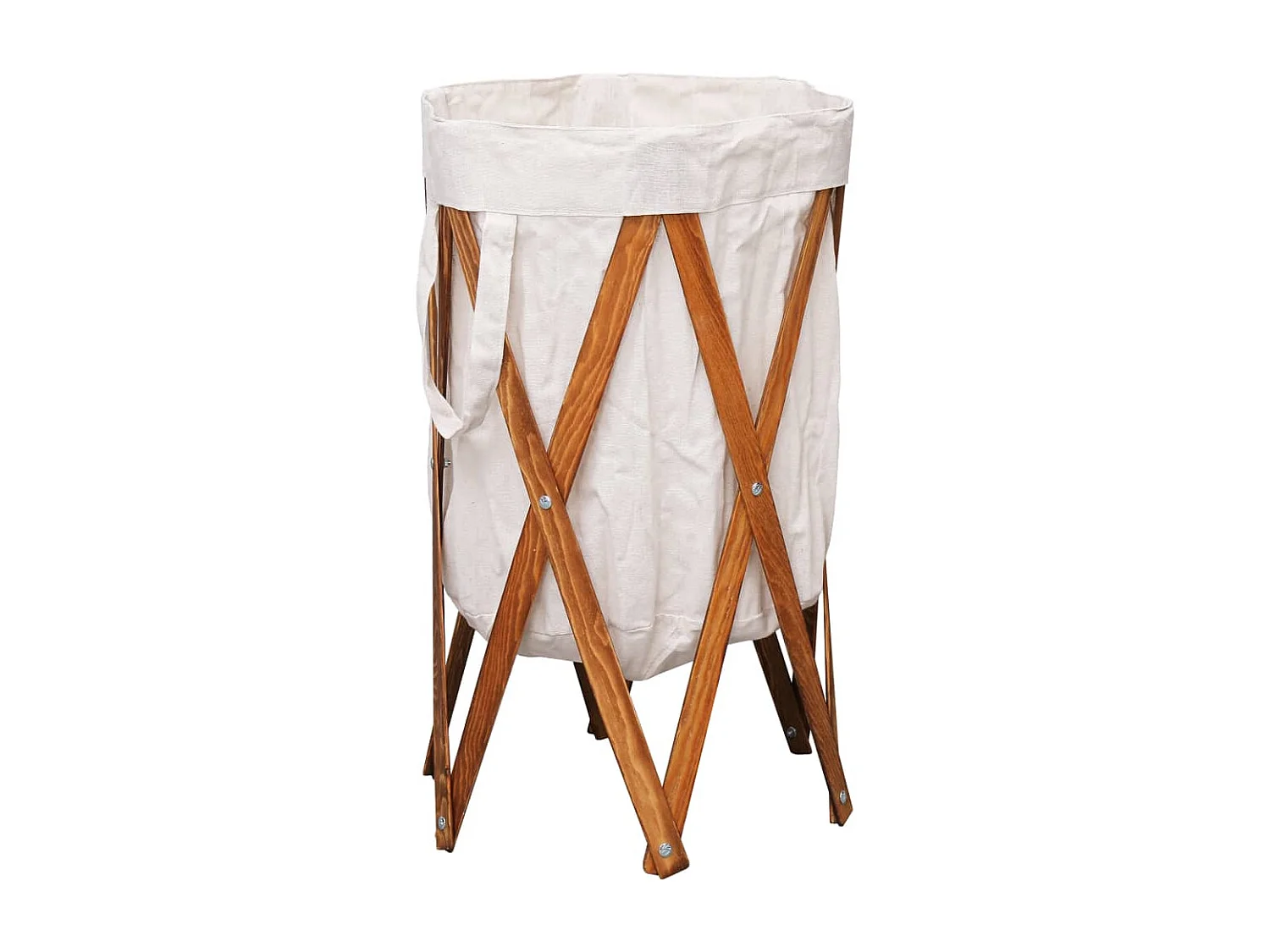 Jace  Cesto para colada plegable madera y tela color crema