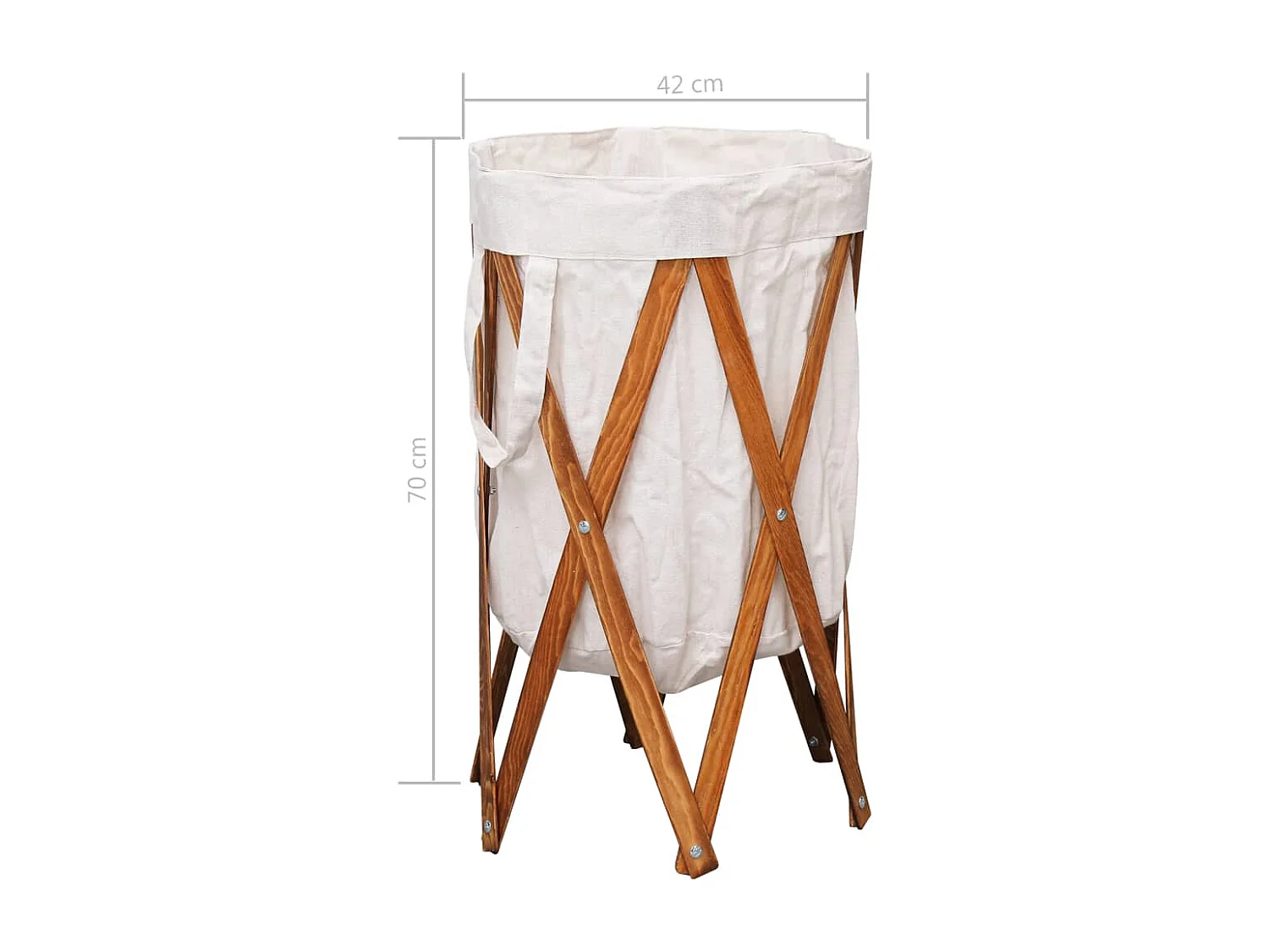 Jace  Cesto para colada plegable madera y tela color crema