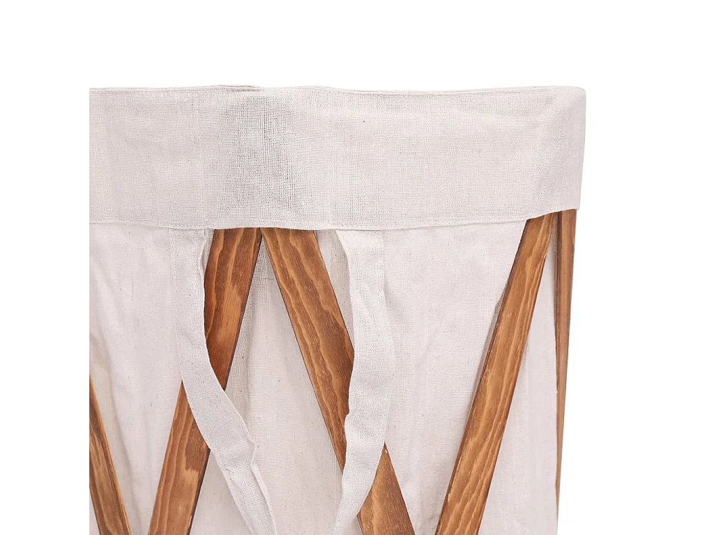 Jace  Panier à linge pliable Crème Bois et tissu