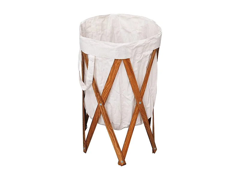 Jace  Cesto para colada plegable madera y tela color crema