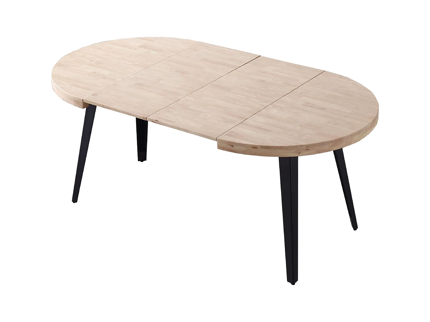 Pack comedor Berg roble nordish/negro: mesa redonda extens. 100-180 cm + 4 sillas Bistro