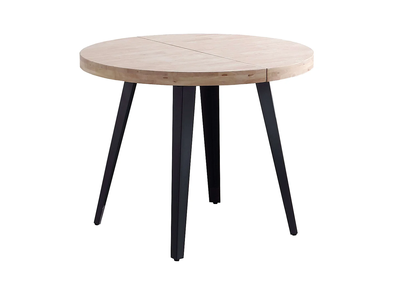 Pack comedor Berg roble nordish/negro: mesa redonda extens. 100-180 cm + 4 sillas Bistro