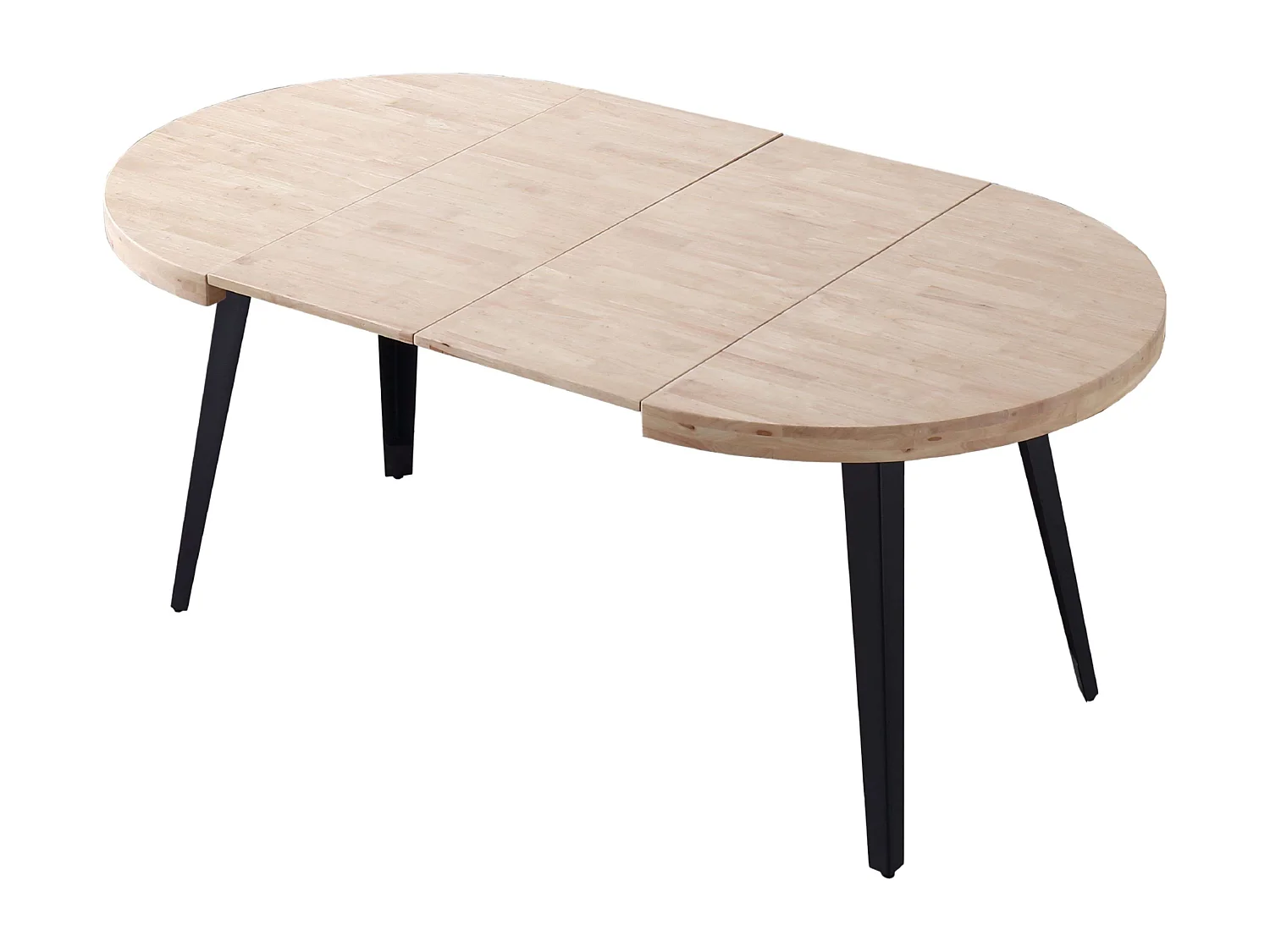 Pack comedor Berg roble nordish/negro: mesa redonda extens. 100-180 cm + 4 sillas Bistro