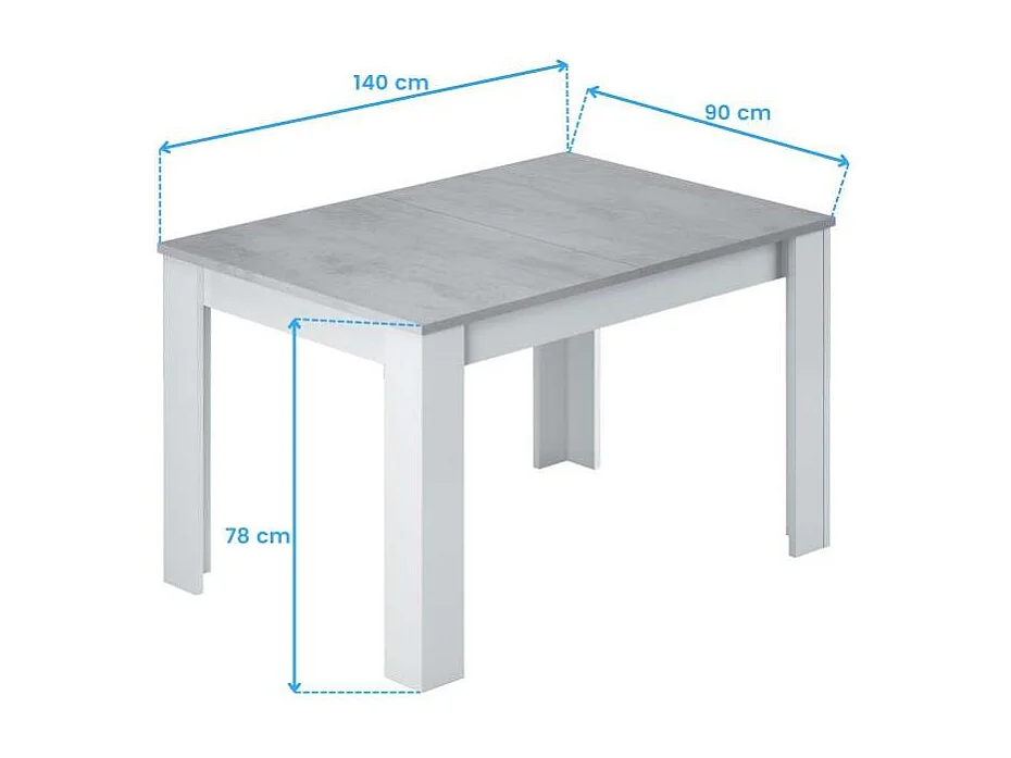 Pack comedor gris cemento: mesa extensible y 4 sillas Avat grises
