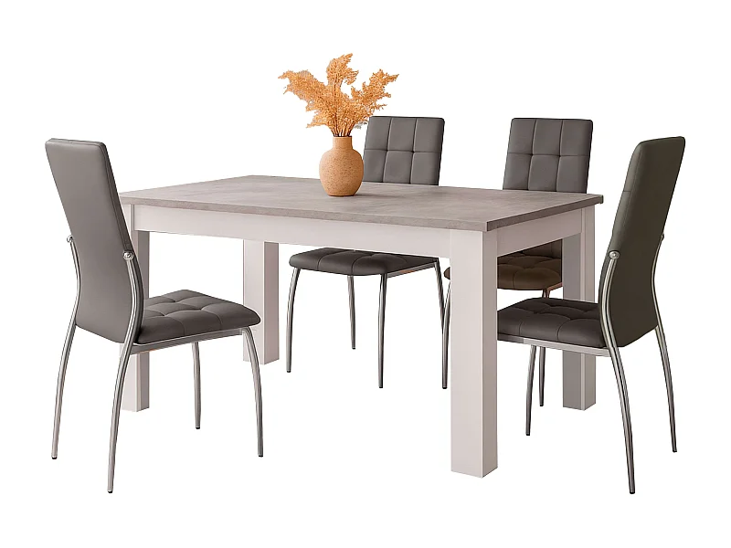 Pack comedor gris cemento: mesa extensible y 4 sillas Avat grises