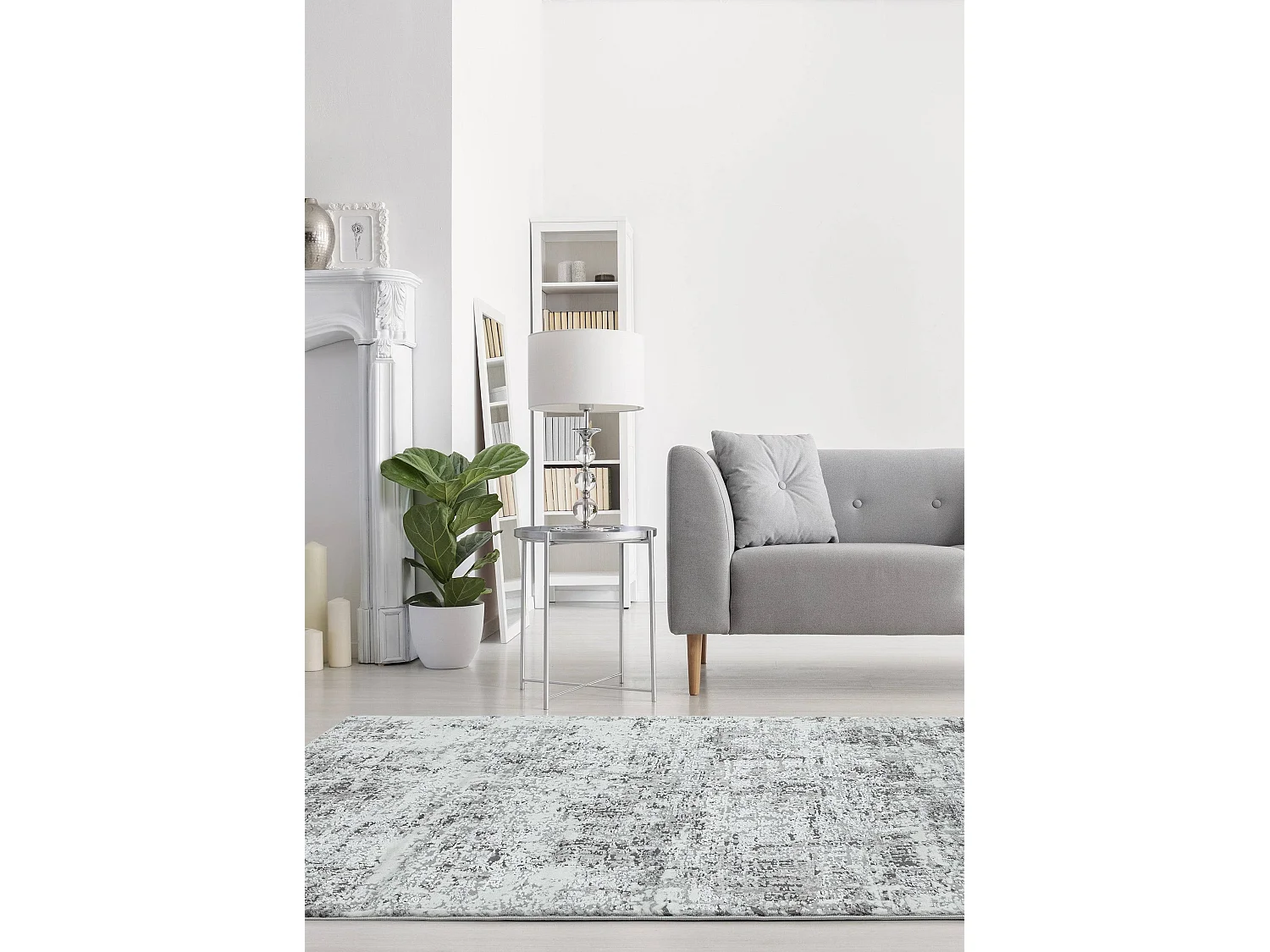 Tapis Abstrait - 120x170cm - blanc, gris - Orion Abstract Silver