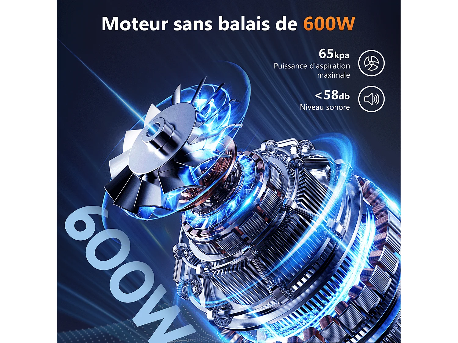Hiazurm Aspirateur Sans Fil - 65000Pa Aspirateur - 3 Niveaux de Puissance d'Aspiration - Écran LED - 20-70 Min d'Autonomie - 1,8L - 600W - Violet