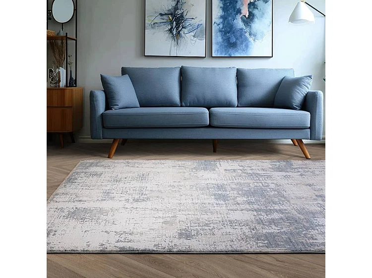 Tapis Abstrait - 120x180cm- bleu, crème - Seville Zafra