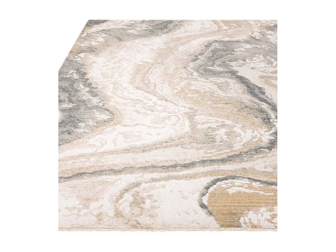 Tapis Abstrait - 120x180cm - gris, crème, doré - Seville Oro