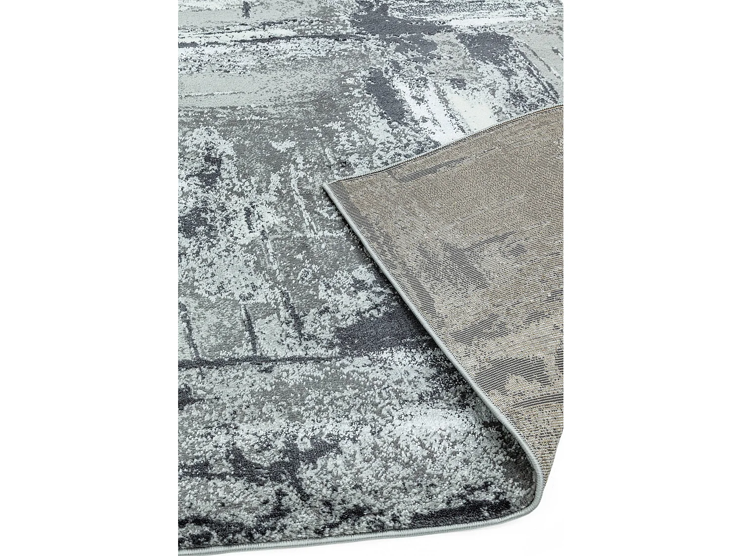 Abstract tapijt - 120x170cm - grijs, wit, zilver, zwart - Orion Décor